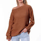 Boat Neck Drop Shoulder Long Sleeve Sweater
