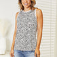 Double Take Full Size Printed Round Neck Beige Tank