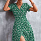 Full Size Floral Surplice Neck Flutter Sleeve Dress