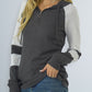 Waffle-knit Raglan Sleeve Zipper Front Hoody