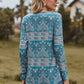 Printed Square Neck Long Sleeve Blouse