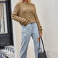ZELDAlea Cable-Knit Round Neck Dropped Shoulder Sweater