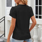 Eyelet V-Neck Petal Sleeve T-Shirt