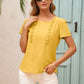 Frill Round Neck Short Sleeve Blouse