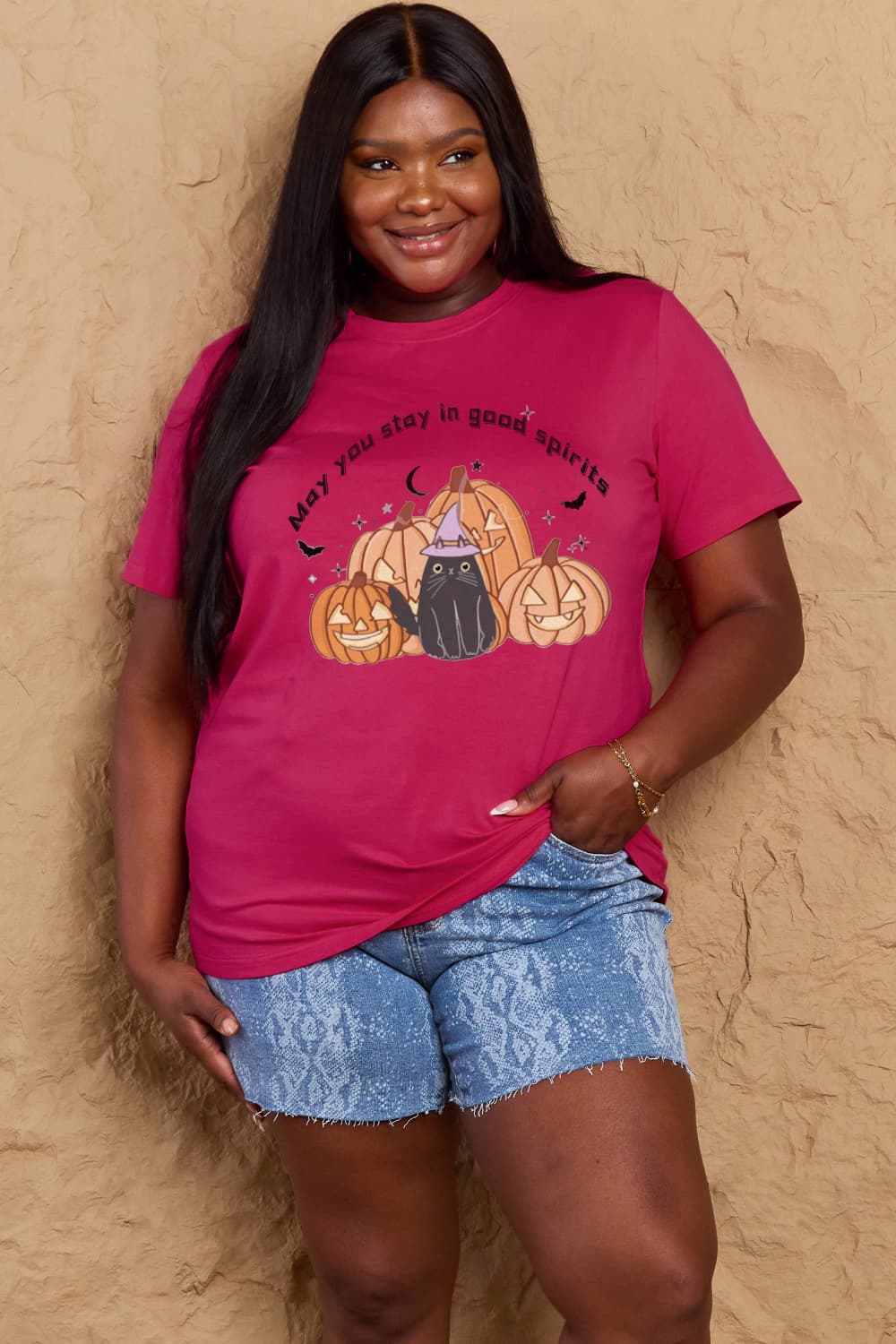 Simply Love Full Size Halloween MAY YOU STAY IN GOOD SPIRITS Graphic Cotton T-Shirt