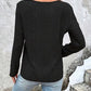 Openwork Half Button Long Sleeve Blouse
