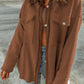 Pocketed Button Up Droppped Shoulder Jacket