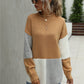 Color Block Round Neck Dropped Shoulder Sweater