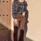 Printed Round Neck Long Sleeve Blouse