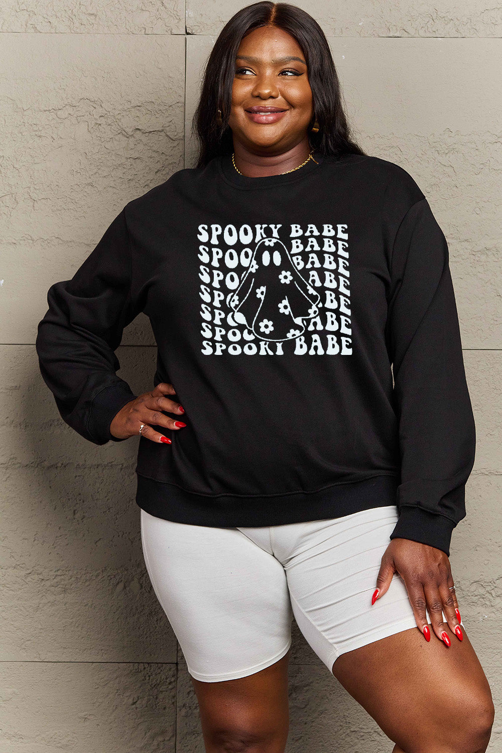 Simply Love Full Size SPOOKY BABE Graphic HALLOWEEN Sweatshirt