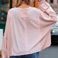Exposed Seam Round Neck Top with Pocket