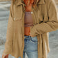 Pocketed Button Up Droppped Shoulder Jacket