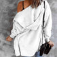 Open Front Hooded Faux Fur Outwear Jacket with Pockets