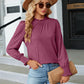 Round Neck Flounce Sleeve Blouse
