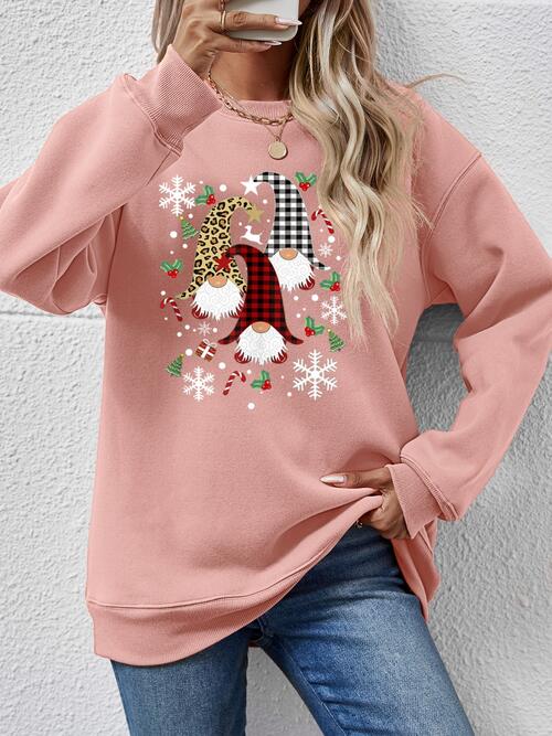 Christmas Winter Faceless Gnomes Graphic Drop Shoulder Sweatshirt