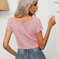 Cable-Knit Round Neck Short Sleeve Knit Top