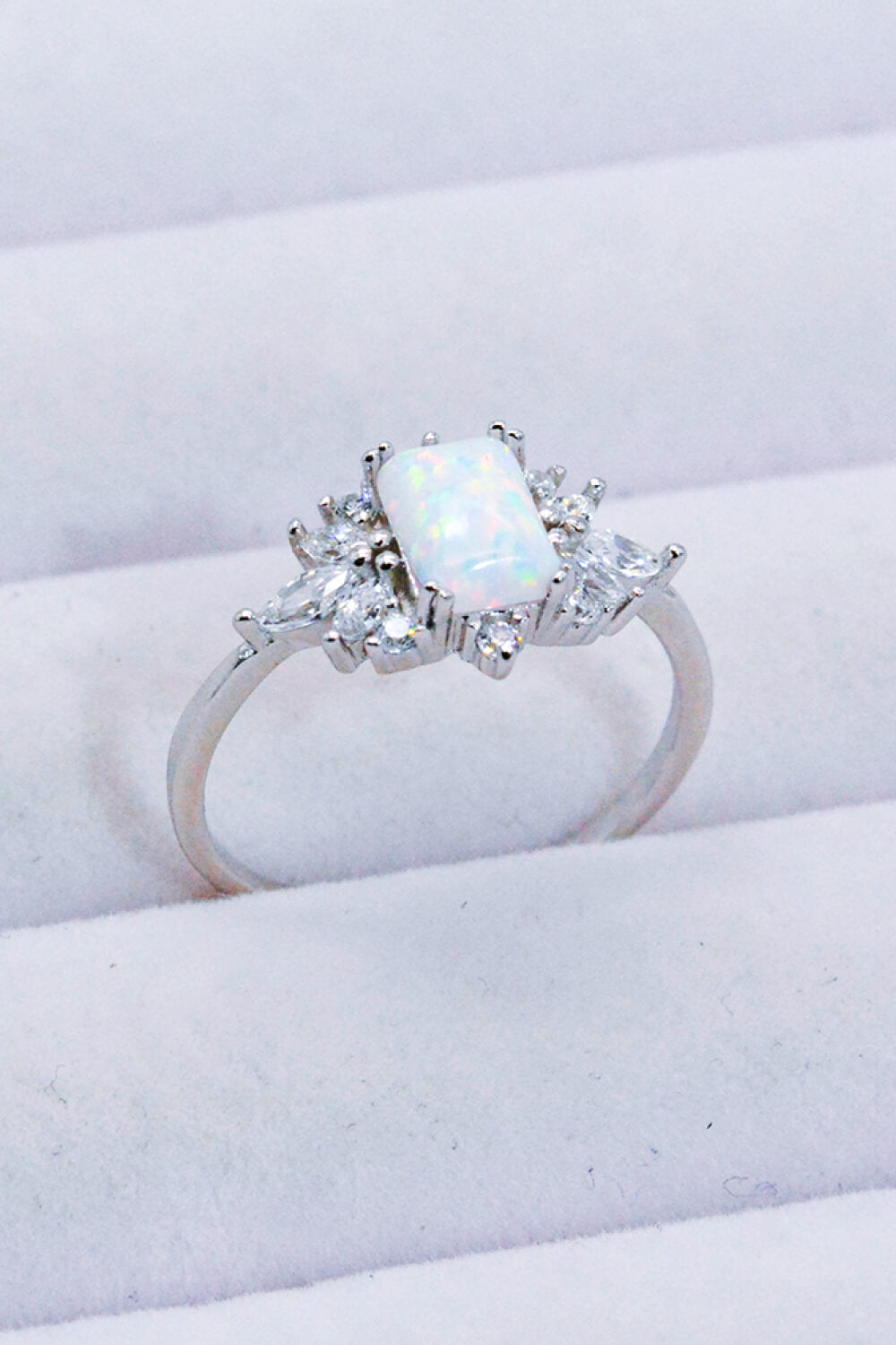 Women's 925 Sterling Silver Zircon and Opal Ring