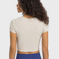 Women's Round Neck Short Sleeve Cropped Sports T-Shirt