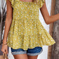 Printed Square Neck Cap Sleeve Blouse