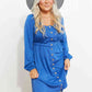 Full Size Scoop Neck Empire Waist Long Sleeve Mini Dress