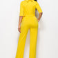 Mock Neck Tie-Waist Half Sleeve Jumpsuit