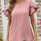 Malibu Dreams Textured Petal Sleeve Round Neck Tee