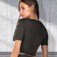 Women's Cutout Grommet Detail Cropped Tee