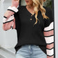 Color Block V-Neck Dropped Shoulder Sweater