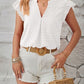 Swiss Dot Ruffled Cap Sleeve T-Shirt