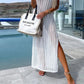 Openwork Slit Cutout Wide Strap Dress