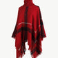 Plaid Turtleneck Raw Hem Poncho
