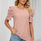Eyelet Round Neck Puff Sleeve T-Shirt