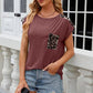 Leopard Round Neck Cap Sleeve T-Shirt