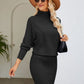 Turtle Neck Long Sleeve Ribbed Sweater Dress