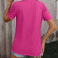 Decorative Button Round Neck Short Sleeve Blouse