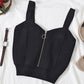 Women's Zip-Up Cutout Sleeveless Knit Crop Top
