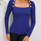 Decorative Button Long Sleeve Top