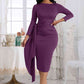 Sophia Tie Detail Round Neck Midi Dress