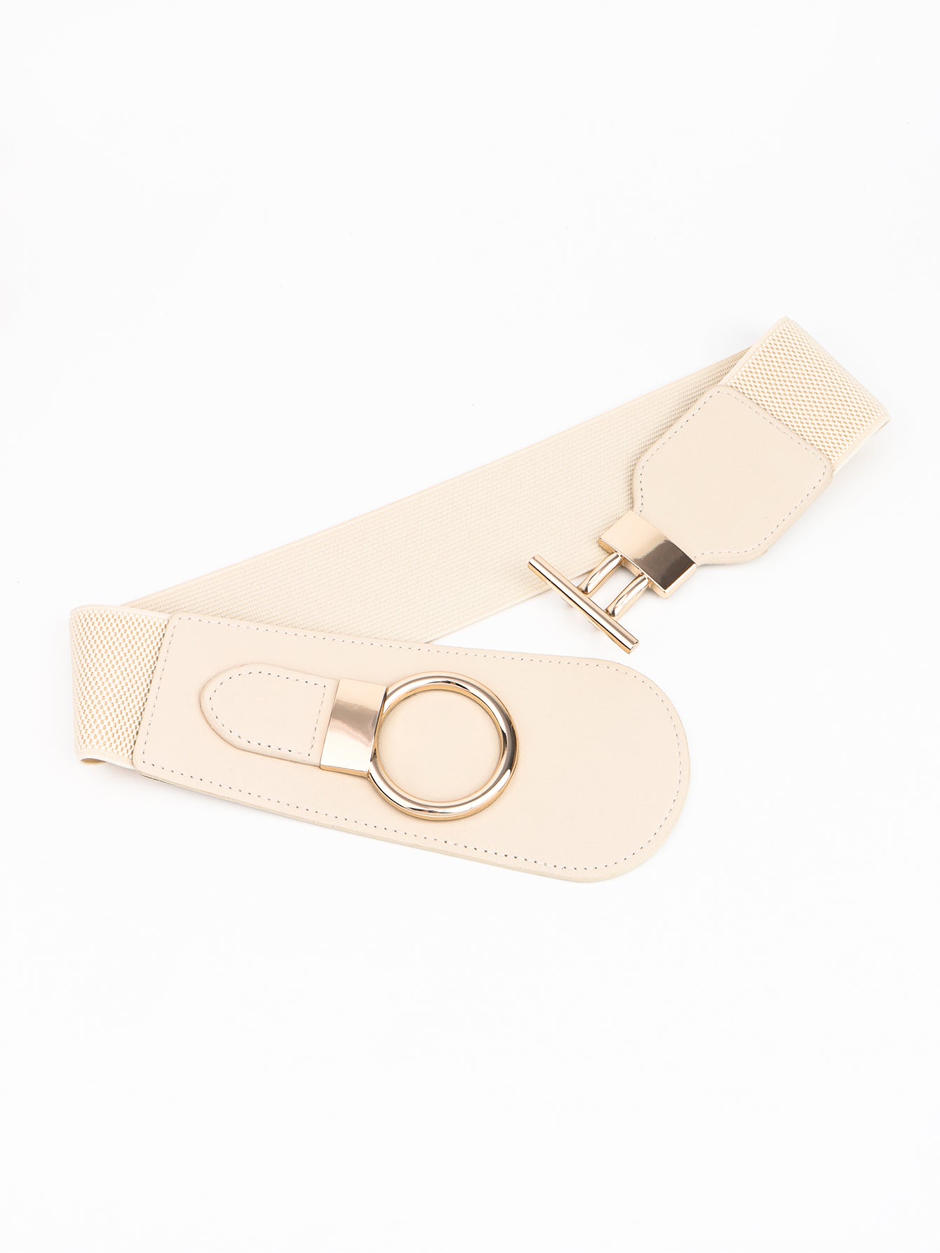 Women's PU Elastic Wide Belt with Alloy Buckle