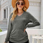 Full Size Drawstring V-Neck Long Sleeve T-Shirt