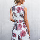 Women's Printed Zip Detail Belted Sleeveless Dress