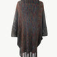 One Size Multicolored Fringe Trim Poncho