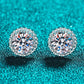 1 Carat Moissanite Rhodium-Plated Round Stud Earrings