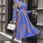 Floral Pleated Surplice Long Sleeve Midi Dress