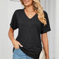 Ruched V-Neck Short Sleeve T-Shirt