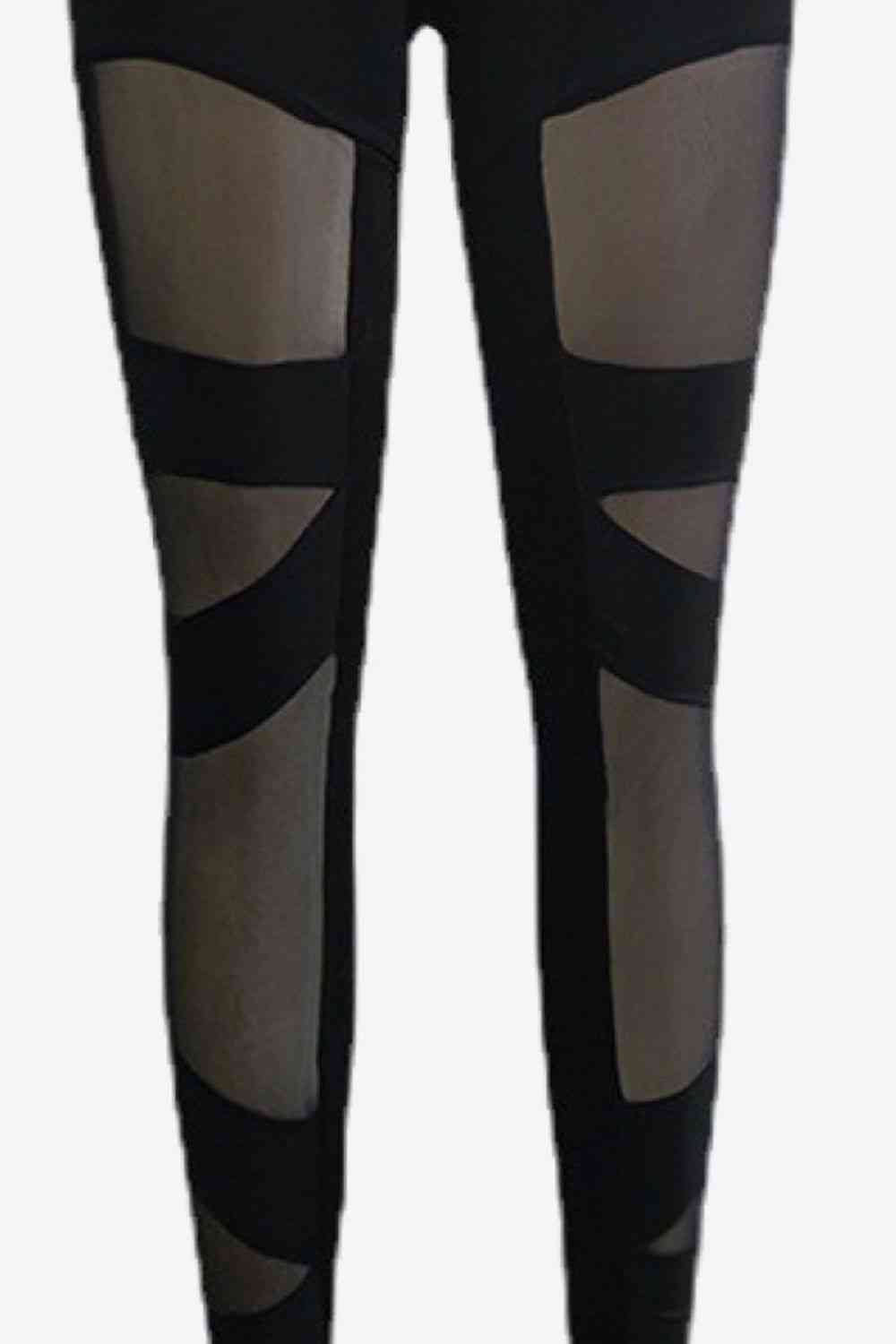 YogaAthletics Spliced Black Mesh Leggings