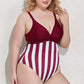 Plus Size Two-Tone Tie Back One-Piece Swimsuit