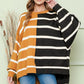 Adriana & Bae Striped Dropped Shoulder Round Neck Blouse