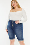 Kancan Full Size Cat's Whiskers Button Fly Denim Shorts *