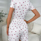 SoComfy Floral Ruched T-Shirt and Shorts White Lounge Set